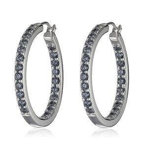 Silvertone Hoop Earrings in Silvernight Swarovski Crystals